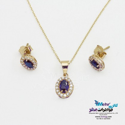Gold half set - necklace and earrings - geometric design-MS0611